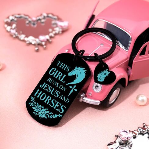 Horse Keychain for Girl Women Horse Gifts for Women Girls Christian Gifts for Woman Birthday Christmas Thanksgiving Baptism Confirmation Gift for Girls Horses Lovers Jesus Corss Key Chain in Saudi Arabia