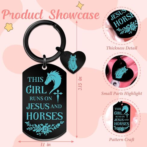 Horse Keychain for Girl Women Horse Gifts for Women Girls Christian Gifts for Woman Birthday Christmas Thanksgiving Baptism Confirmation Gift for Girls Horses Lovers Jesus Corss Key Chain in Saudi Arabia