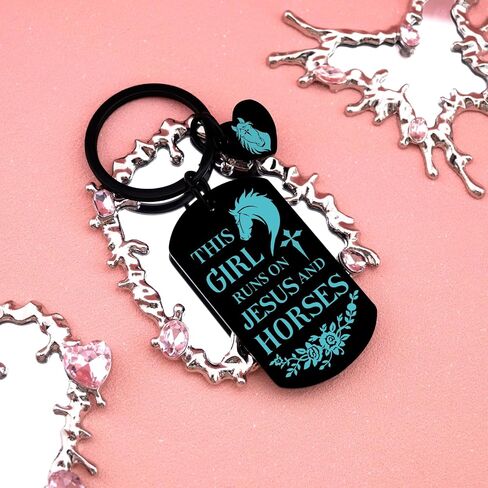 Horse Keychain for Girl Women Horse Gifts for Women Girls Christian Gifts for Woman Birthday Christmas Thanksgiving Baptism Confirmation Gift for Girls Horses Lovers Jesus Corss Key Chain in Saudi Arabia