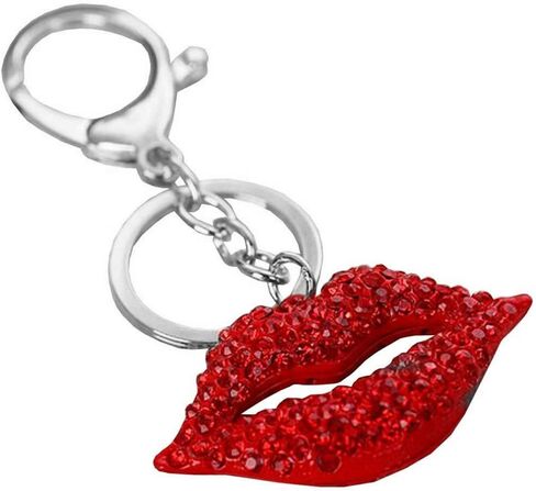 3D Hot Lip Shape Sparkling Charm Blingbling Red Lady Sex Lip Silver Keyring Crystal Rhinestone Keychain Car Bag Pendant Handbag Purse Charm Ornament in Saudi Arabia