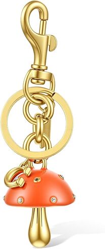 Cute Bag Charms, Gold Mushroom Keychain,Purse Charms for Women Aesthetic Keychain Bag Accessories Charm Cute Gifts for Women in Saudi Arabia