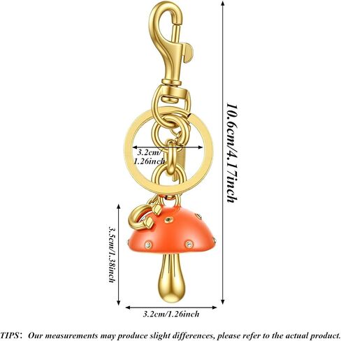 Cute Bag Charms, Gold Mushroom Keychain,Purse Charms for Women Aesthetic Keychain Bag Accessories Charm Cute Gifts for Women in Saudi Arabia