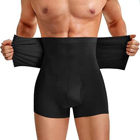 Men Butt Lifter Padded Underwear Boxer Briefs High Waist Tummy Control Shorts Body Shaper Girdle 2 Detachable Pads in Kuwait