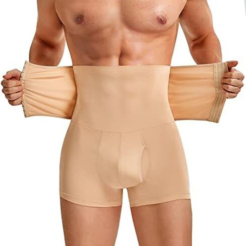 Men Butt Lifter Padded Underwear Boxer Briefs High Waist Tummy Control Shorts Body Shaper Girdle 2 Detachable Pads in Kuwait