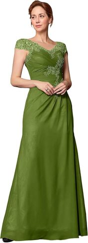 Chiffon Lace Appliques Mother of The Bride Dresses for Women Mermaid V Neck Mother of The Groom Dresses in Kuwait