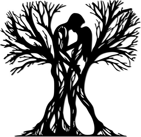 Slickss Romantic Couples Bedroom Decor - Elegant Metal Wall Art for Bedroom, Kissing Couple with tree Design, amazing gift for wedding & anniversary, Durable Indoor/Outdoor Home Decor for Living Room in Saudi Arabia