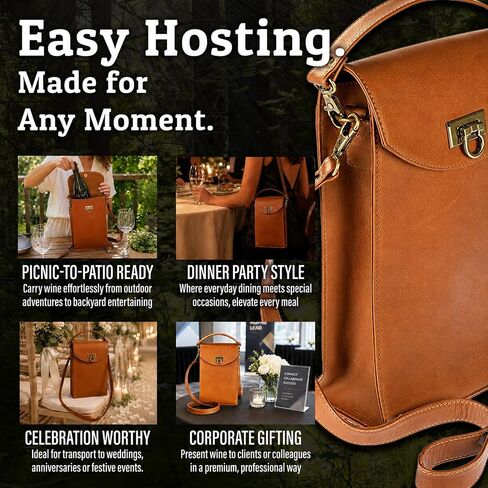 Sarge Leather Co. Vivo Wine Tote, Top Grain Colombian Leather Bottle Carrier with Handle, Single Bottle Wine Tote for Travel, Gifting & Entertaining (SLC-901) in Saudi Arabia