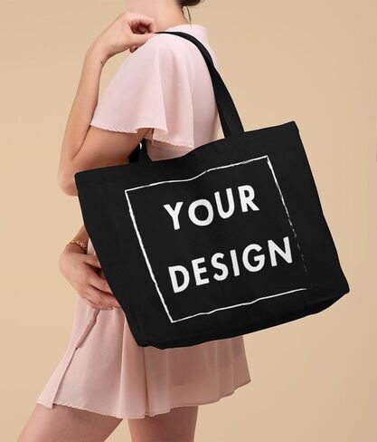 Custom Tote Bags Design Your Own Photo Logo Text Gifts Shopping Canvas Bag in Saudi Arabia