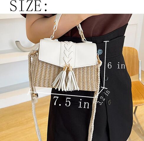Straw Bag Crossbody Handbag, Summer Purses Beach Bag Woven Tote Bag Shoulder Bag For Vacation Purse in Saudi Arabia