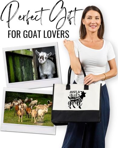 InnoBeta Goat Gifts Canvas Tote Bag for Goat Lovers, Girls, Women, Goat Bag with Top Zipper Closure and Shoulder Strap, Farm Gifts for Birthday, Mother's Day, Thanksgiving, Christmas-Girl in Saudi Arabia