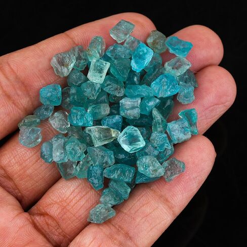CRYSTALIS 100pcs Blue Apatite (3-6mm) Wholesale Bulk Gemstone Crystal, Raw Gem Stones, Natural Loose Rough, Jewelry Making Supply, DIY, Decorative, Crafts, Gem Collection | Tiny Pcs in Saudi Arabia