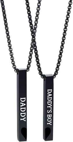Ankiyabe Father & Son Matching Necklaces for 2, Big Little Man Heart Split Bar Pendant Set, Daddy and Me Jewelry Gifts, Father's Day Present for Dad from Son in Kuwait
