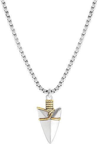 Lucky Brand Mens Arrowhead Necklace 22"", Two-Tone 18k Gold and Silver Flash-Plated Arrowhead Pendant Necklace for Men, NF00792TL-22.NJ in Kuwait