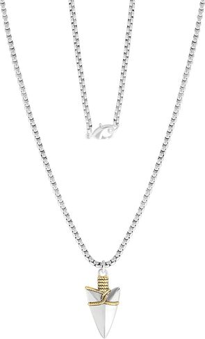 Lucky Brand Mens Arrowhead Necklace 22"", Two-Tone 18k Gold and Silver Flash-Plated Arrowhead Pendant Necklace for Men, NF00792TL-22.NJ in Kuwait