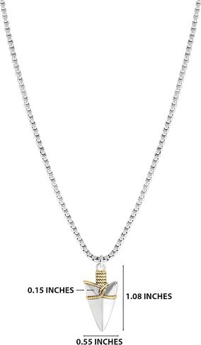 Lucky Brand Mens Arrowhead Necklace 22"", Two-Tone 18k Gold and Silver Flash-Plated Arrowhead Pendant Necklace for Men, NF00792TL-22.NJ in Kuwait