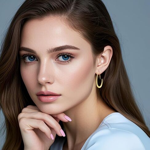 14K Gold Plated Teardrop Hoop Earrings for Women - Lightweight Large Oval Pull Through Statement Earrings for Women in Saudi Arabia