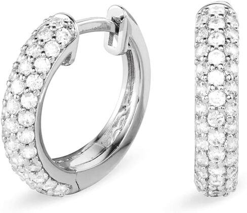 Fully Iced Cz Honey Comb Flower Set Men's Women 3D Gold Hoops Cartilage Cuff White Gold Plated 925 Sterling Silver Post Ice Out Unisex Huggie Hoop Earrings For Men Jewelry Gifts For Dad Fathers in Kuwait