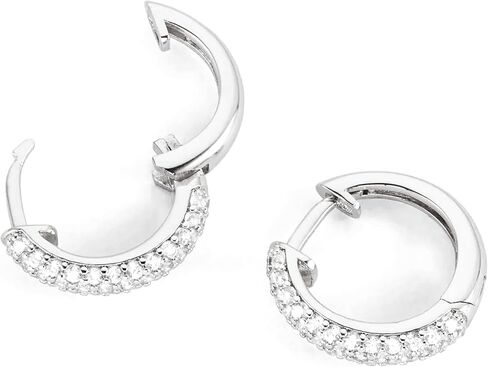 Fully Iced Cz Honey Comb Flower Set Men's Women 3D Gold Hoops Cartilage Cuff White Gold Plated 925 Sterling Silver Post Ice Out Unisex Huggie Hoop Earrings For Men Jewelry Gifts For Dad Fathers in Kuwait