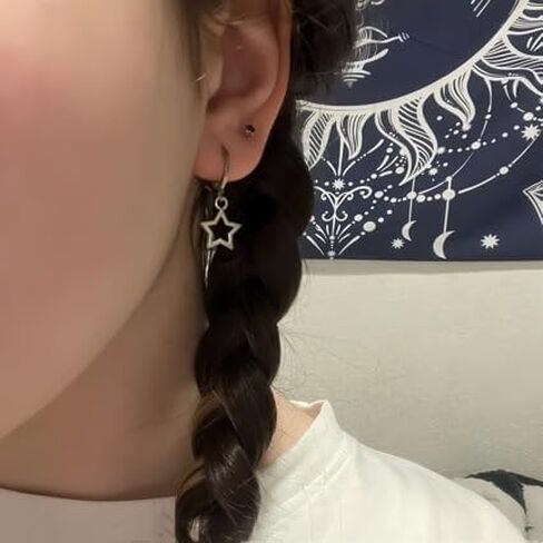 Stainless Steel Hollow Star Hoop Earrings for Women Minimalist Lightweight Celestial Earrings for Everyday Wear in Saudi Arabia
