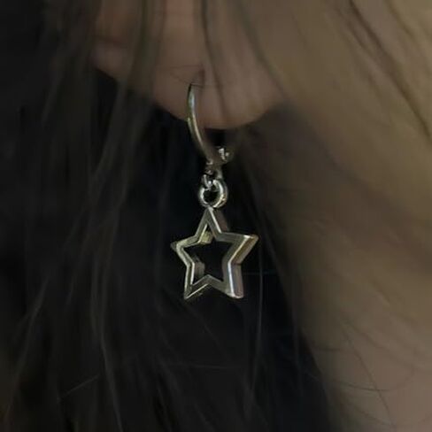 Stainless Steel Hollow Star Hoop Earrings for Women Minimalist Lightweight Celestial Earrings for Everyday Wear in Saudi Arabia
