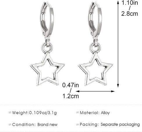 Stainless Steel Hollow Star Hoop Earrings for Women Minimalist Lightweight Celestial Earrings for Everyday Wear in Saudi Arabia