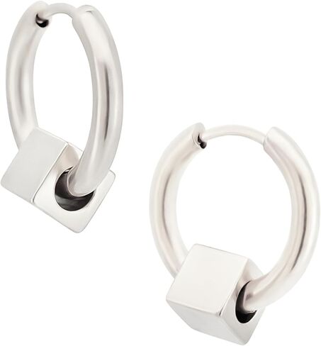 316L Stainless Steel Cube Huggie Hoop Earrings, Sold as a Pair in Saudi Arabia