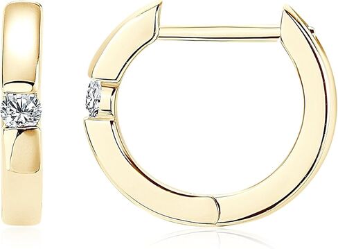 Moissanite Hoop Earrings for Women 0.12CTTW D Color VVS1 925 Sterling Silver Huggie Earrings for Anniversary Birthday Gifts (Gold) in Saudi Arabia