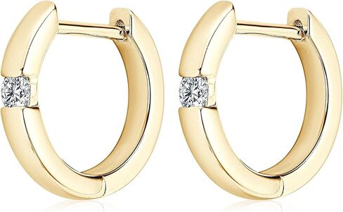 Moissanite Hoop Earrings for Women 0.12CTTW D Color VVS1 925 Sterling Silver Huggie Earrings for Anniversary Birthday Gifts (Gold) in Saudi Arabia