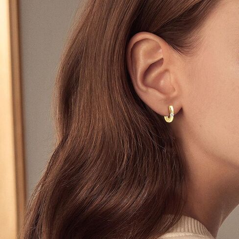 Moissanite Hoop Earrings for Women 0.12CTTW D Color VVS1 925 Sterling Silver Huggie Earrings for Anniversary Birthday Gifts (Gold) in Saudi Arabia