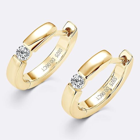 Moissanite Hoop Earrings for Women 0.12CTTW D Color VVS1 925 Sterling Silver Huggie Earrings for Anniversary Birthday Gifts (Gold) in Saudi Arabia