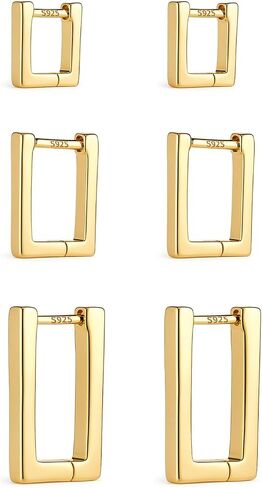Gold Hoop Earrings for Women: 3 Pairs Small Huggie Earring Set Fashion Lightweight Jewelry Gift in Saudi Arabia