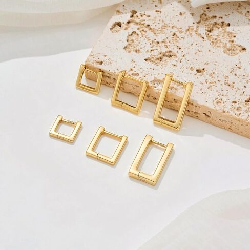 Gold Hoop Earrings for Women: 3 Pairs Small Huggie Earring Set Fashion Lightweight Jewelry Gift in Saudi Arabia