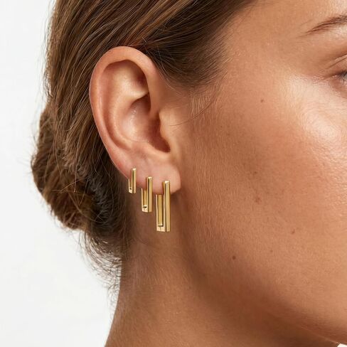 Gold Hoop Earrings for Women: 3 Pairs Small Huggie Earring Set Fashion Lightweight Jewelry Gift in Saudi Arabia