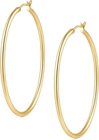 ENROSE Gold Hoop Earrings 14K Gold Earrings for Women 14K Gold Hoop Earrings for Womens Hoops Smooth Lines and Quiet Shine Hoops Earring for Womens 14/16/18/20/25/30/35/40/45/50mm in Saudi Arabia