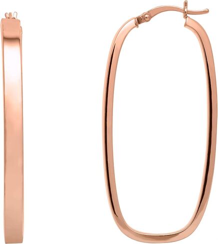 Sterling Silver Rectangular Square Hoop Earrings, 1.8" in Saudi Arabia