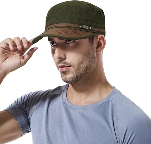 Initlove Military Hat Cadet Army Cap Flat Top Hats for Men Women in Kuwait