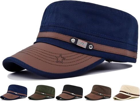 Initlove Military Hat Cadet Army Cap Flat Top Hats for Men Women in Kuwait