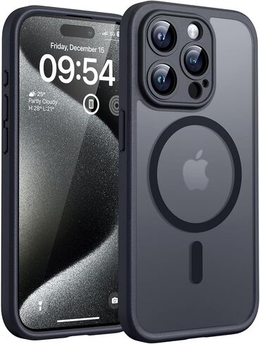 TOCOL Magnetic for iPhone 15 Pro Max Case, Upgraded Full Camera Protection, Compatible with Magsafe, Drop Protection, Translucent Matte Back Bumper Phone Cover 6.7-Inch（Black） in Kuwait