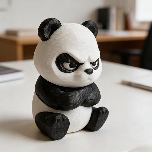 Angry Panda Figurines,Funny Panda Ornament, Perfect for Home Office Decoration, Gift for Friends and Family (Black-White) in Kuwait