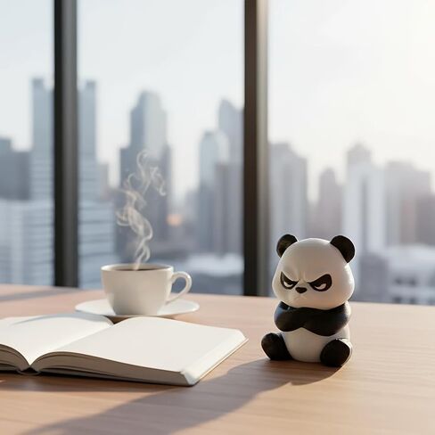Angry Panda Figurines,Funny Panda Ornament, Perfect for Home Office Decoration, Gift for Friends and Family (Black-White) in Kuwait