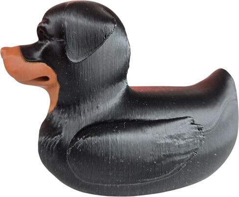 Rottweiler Duck Collectible Figurine - Striking Black and Orange Desk Decor Gift for Dog Lovers - 3D Printed in Canada in Saudi Arabia