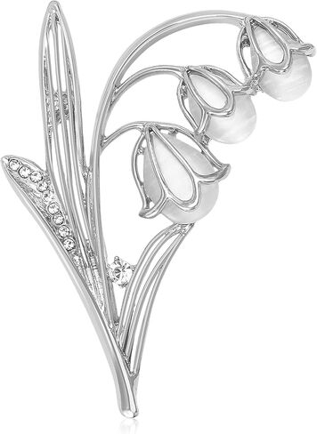 Rhinestone Tulip Flower Brooch Pin for Women Dainty Floral Lapel Pin Gold Plated Tulip Flowers Green Leaf Broochs Pins Trendy Wedding Party Jewelry Accessories in Kuwait