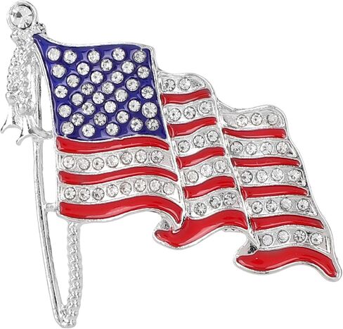 American Flag Brooch Lapel Pin for Woman, Zinc Alloy Waving USA Flag Pins with Sparkling Rhinestone Patriotic Jewelry for Hats Backpacks Jackets Suits in Kuwait
