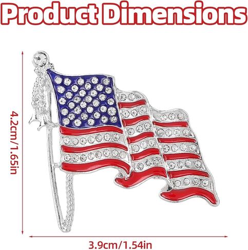 American Flag Brooch Lapel Pin for Woman, Zinc Alloy Waving USA Flag Pins with Sparkling Rhinestone Patriotic Jewelry for Hats Backpacks Jackets Suits in Kuwait