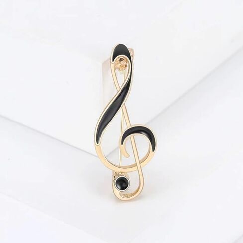 Music Note Brooch Pins for Women Men Minimalist Elegant Enamel Black Musical Treble Clef Lapel Pin for Musician Wedding Banquet Dance Party Suit Scarf Jacket Dress Shirt Bag Clothes Jewelry Deco in Saudi Arabia