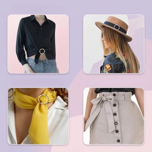 4 PCS Scarf Ring Clip, Shirt Ties Clips for Women Silk Scarf Rings and Slides Clothes Knotted Clip Round Shirt Scarves Buckle Fashion Alloy Circle Clips Buckle for Shirts Silk Scarves Clothing in Kuwait