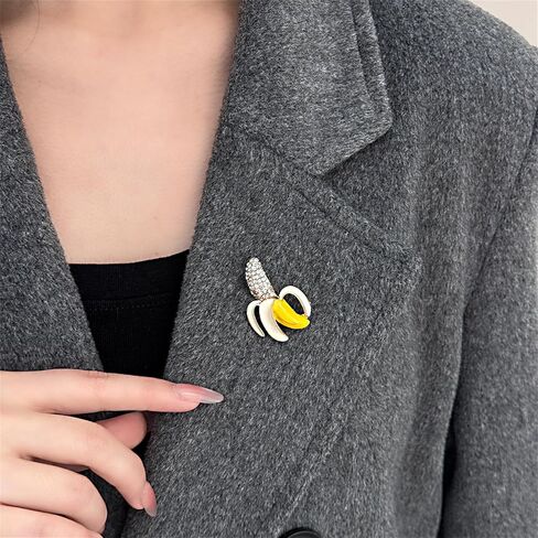 Crystal Banana Brooch Pin for Women Tropical Banana Enamel Brooch Unique Fruit Pin Dainty Christmas Birthday Jewelry Clothing Backpack Jacket Hat Decoration in Kuwait