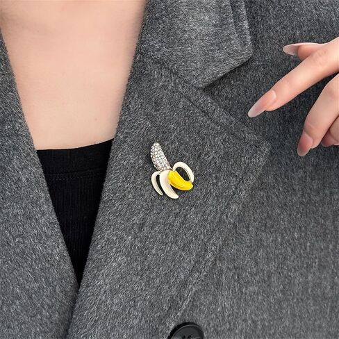 Crystal Banana Brooch Pin for Women Tropical Banana Enamel Brooch Unique Fruit Pin Dainty Christmas Birthday Jewelry Clothing Backpack Jacket Hat Decoration in Kuwait
