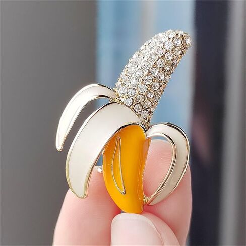 Crystal Banana Brooch Pin for Women Tropical Banana Enamel Brooch Unique Fruit Pin Dainty Christmas Birthday Jewelry Clothing Backpack Jacket Hat Decoration in Kuwait