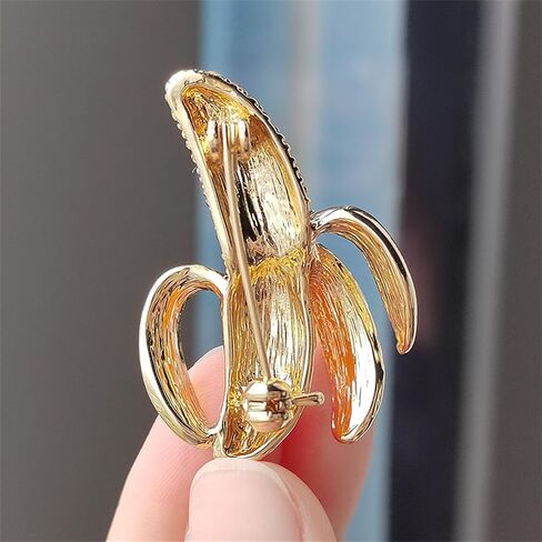 Crystal Banana Brooch Pin for Women Tropical Banana Enamel Brooch Unique Fruit Pin Dainty Christmas Birthday Jewelry Clothing Backpack Jacket Hat Decoration in Kuwait